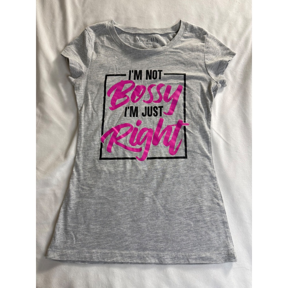 Wound Up Womens Gray I'm Not Bossy I'm Just Right Graphic T-Shirt Small 3-5